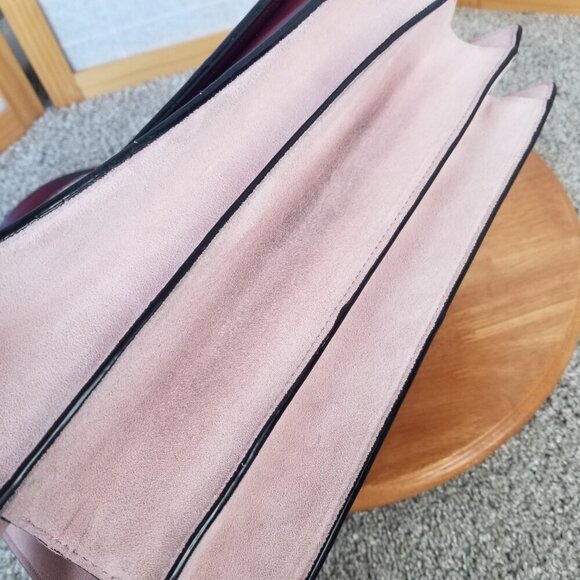 Kate Spade Large Tote Zarinah Hyde Tote Pink Burgundy Leather Suede Shoulder Bag - Picture 8 of 12